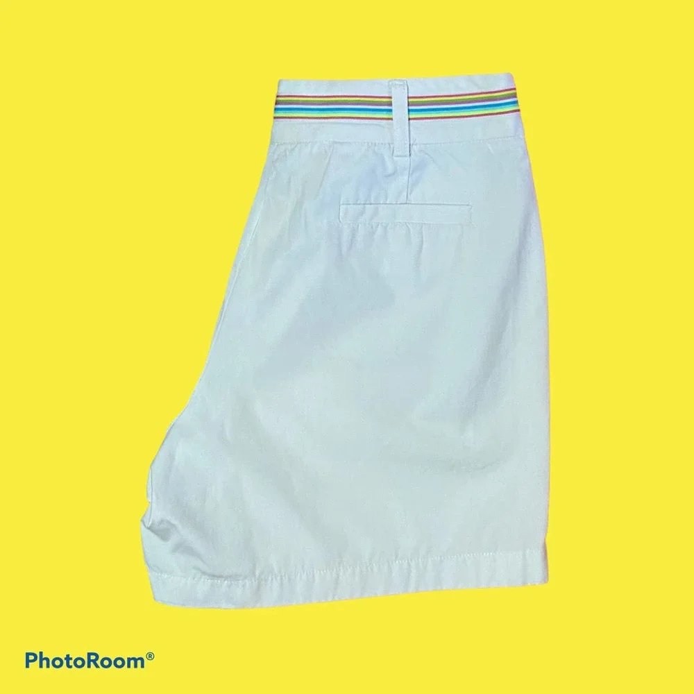Paraphrase 80s Look White Shorts with Rainbow Waistband - Picture 4 of 9